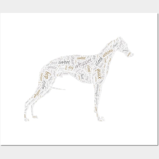 Whippet Wordcloud for Lighter Backgrounds Wall Art by WYL - Words You Love